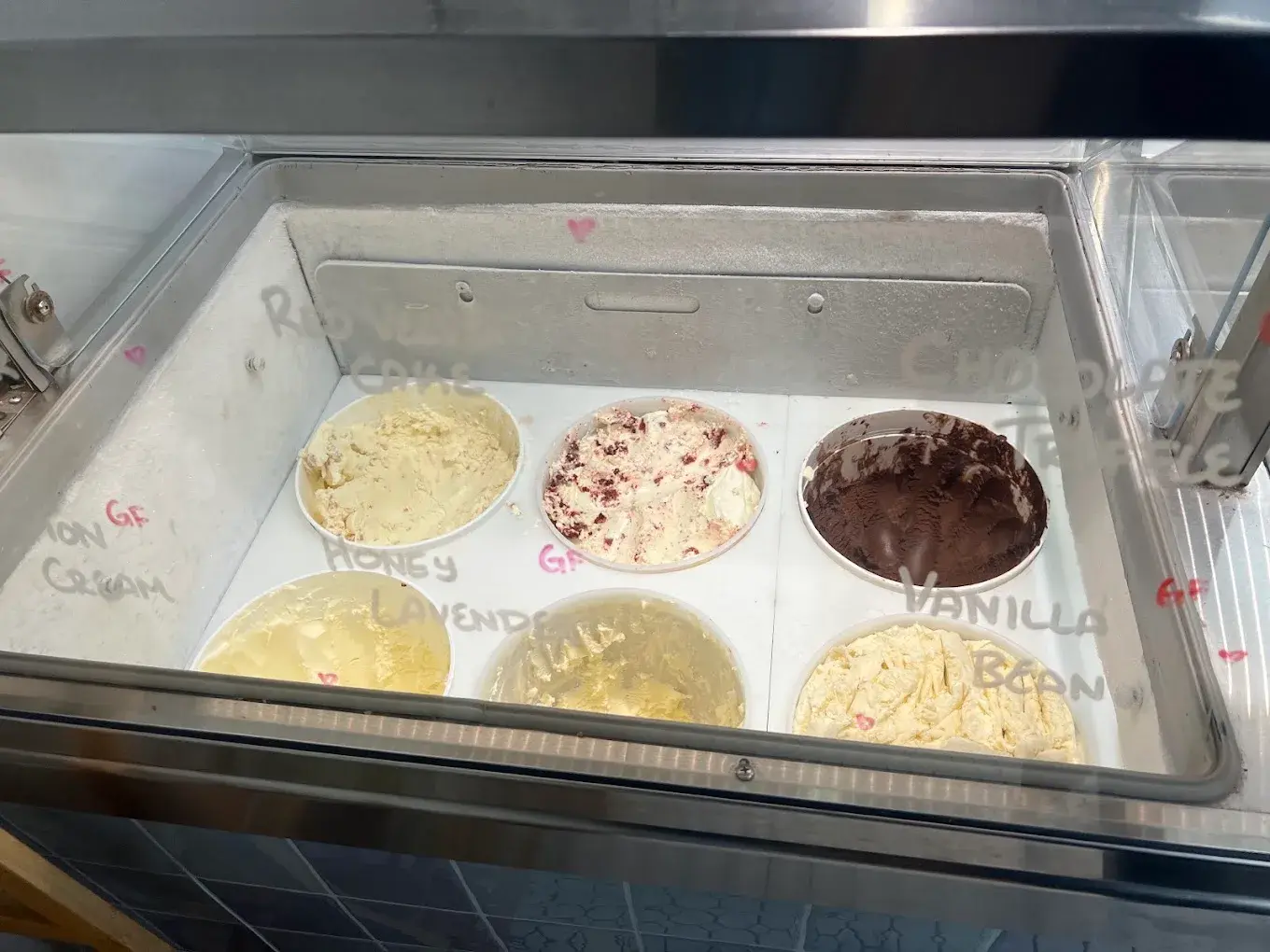 Tubs of ice cream at Parachute Ice Cream in Victoria