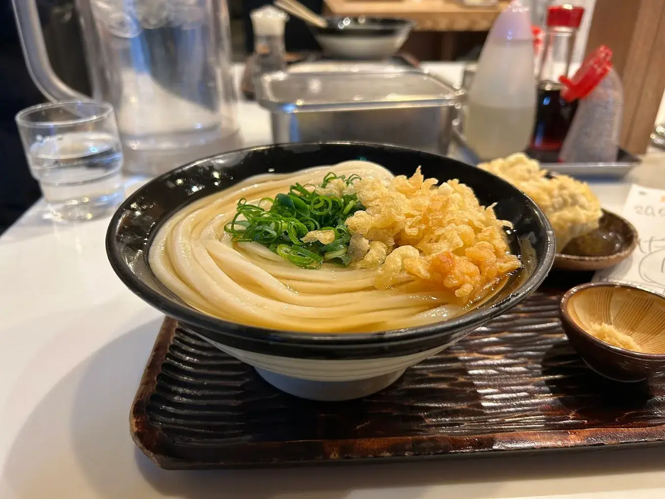 A bowl of udon from Udon Maruka in Tokyo, Japan.
