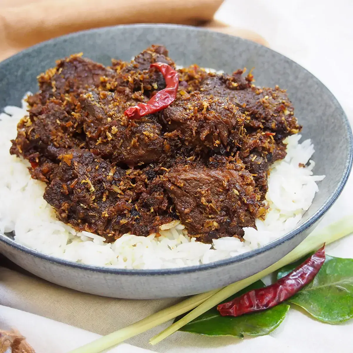 Beef Rendang (dark rich Indonesian coconut beef stew)