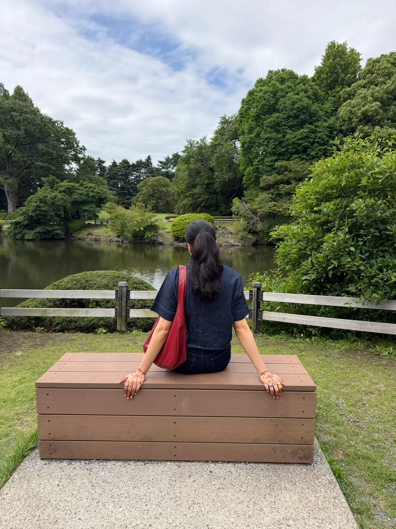 Traditional Taiwanese Pavillion surrounded by greenery at Shinjuku Gyoen National Garden in Tokyo