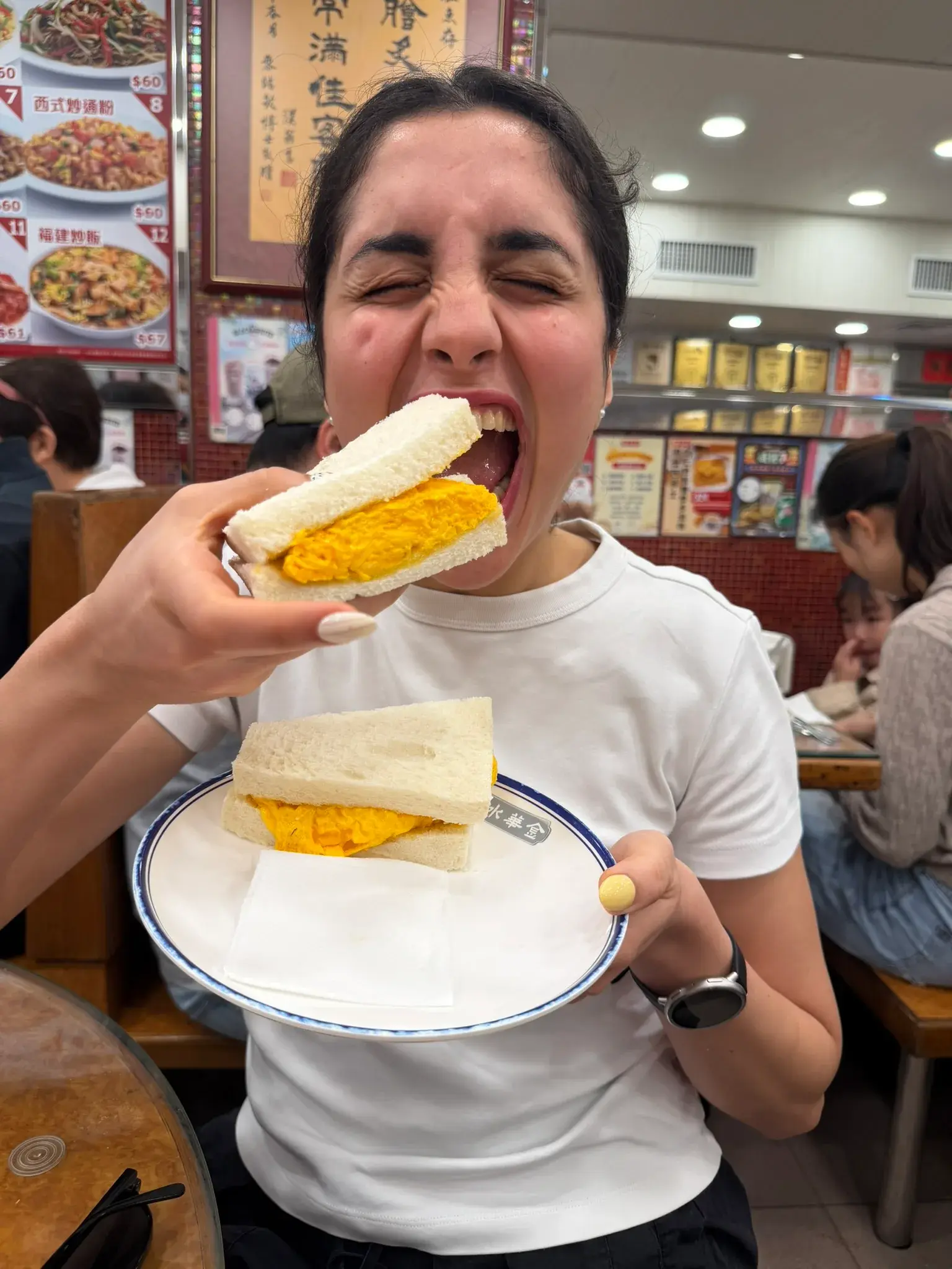 Deeva eating Egg Toast