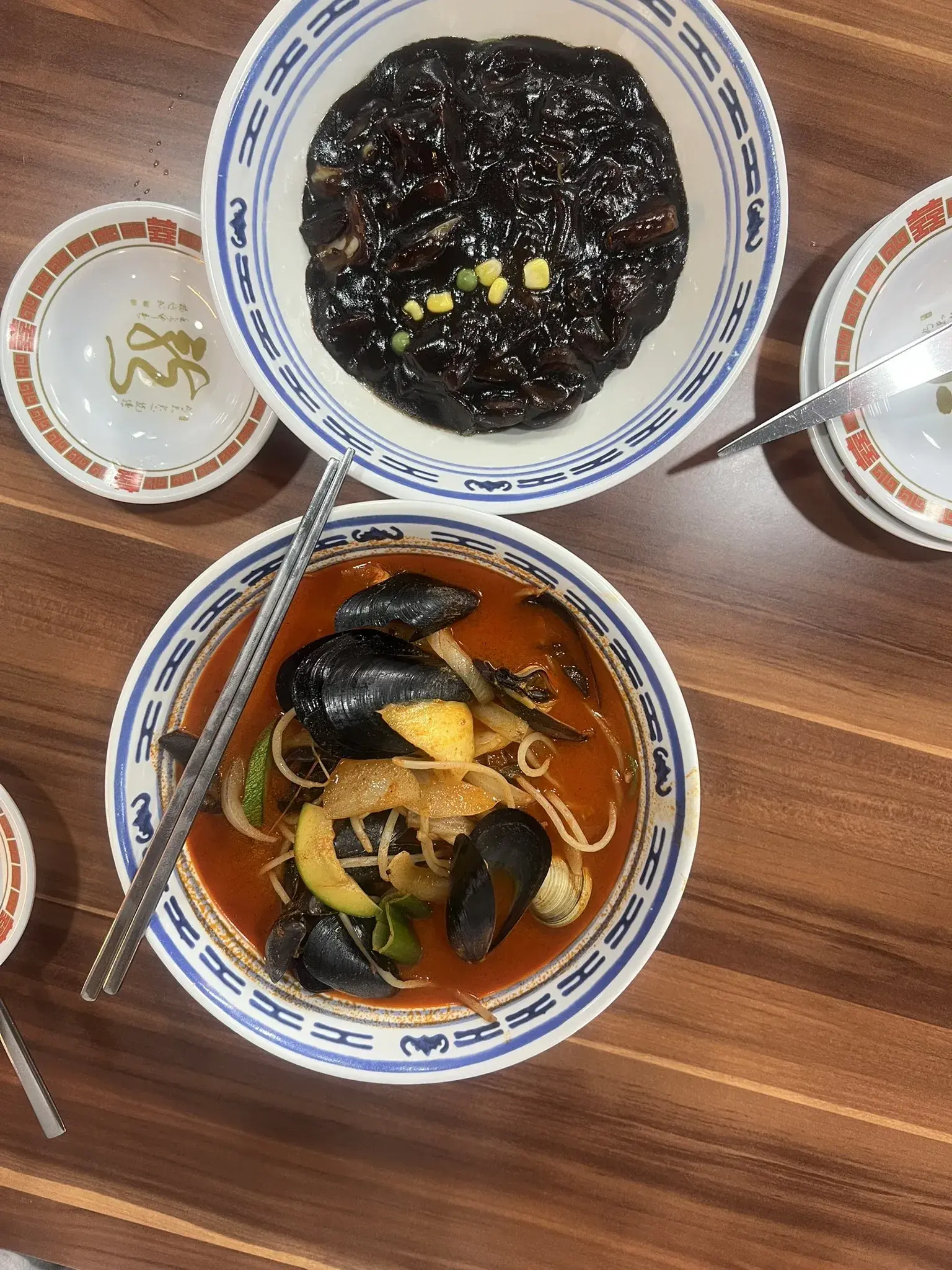 Jjamppong and Jajangmyeon from a Korean-Chinese restaurant