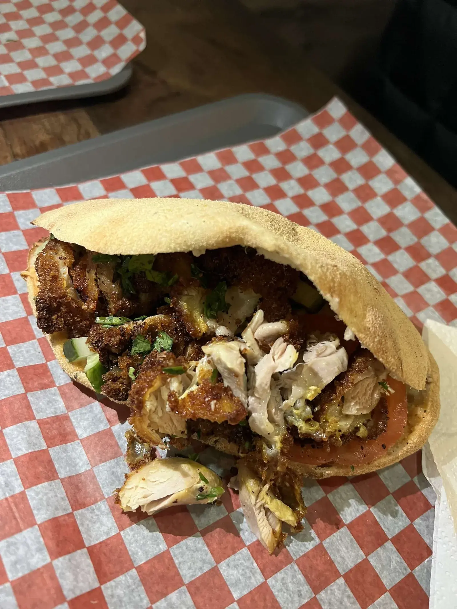 Kahwa Cafe panko chicken sandwich in the Plateau Montreal