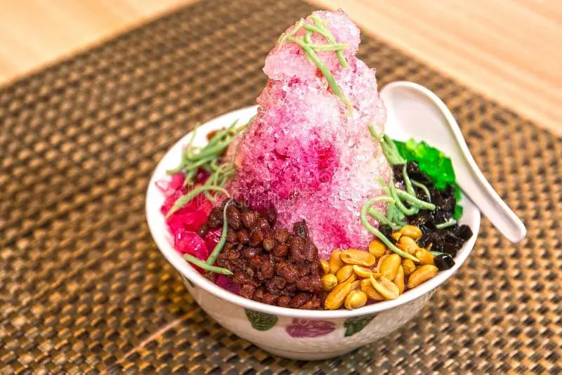 Bowl of Air Batu Campur (ABC) Malaysian shaved ice with sweet toppings