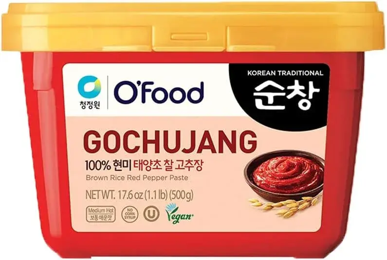 Tub of red fermented gochujang chili paste