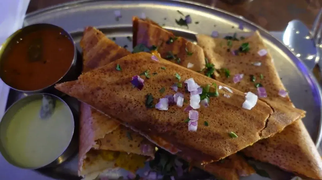 Dosa with Sambar and Coconut Chutney