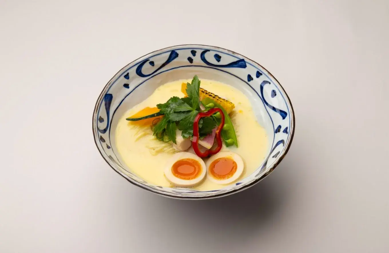 A bowl of chicken ramen from Ginza Kagari in Tokyo, Japan.